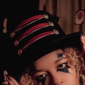 Black and Gold Top Hat with Red Accents